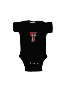 Texas Tech Red Raiders Baby Black Embroidered Logo Short Sleeve One Piece