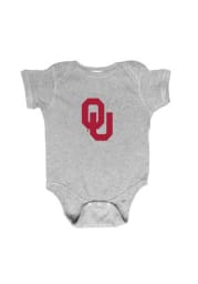 Oklahoma Sooners Baby Grey Embroidered Logo Short Sleeve One Piece