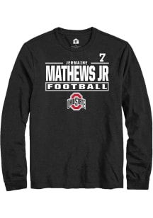 Jermaine Mathews Jr Mens Black Ohio State Buckeyes NIL Stacked Box Long Sleeve Player T Shirt