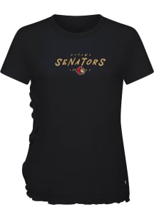 Levelwear Ottawa Senators Womens Black Airflow Scratched Short Sleeve T-Shirt