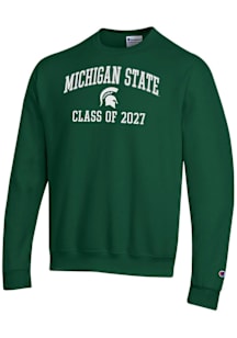 Champion Michigan State Spartans Mens Green Font Class of 2027 Powerblend Long Sleeve Crew Sweatsh..
