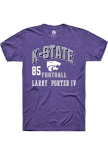 Larry  Porter IV Rally Mens Purple K-State Wildcats NIL Arch Logo Player T Shirt