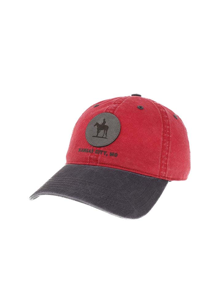 Kansas City 2T Scout Leather Patch Washed Adjustable Hat - Red