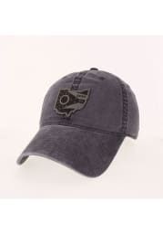 Ohio State Shape Leather Patch Washed Adjustable Hat - Black