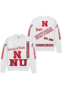 Nebraska Cornhuskers Womens White Kelsey Crew Sweatshirt