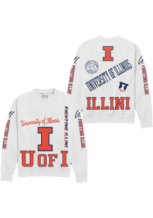 Illinois Fighting Illini Womens White Kelsey Crew Sweatshirt