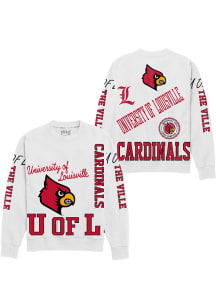 Louisville Cardinals Womens White Kelsey Crew Sweatshirt