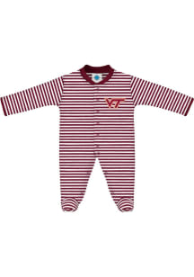 Virginia Tech Hokies Baby Maroon Stripe Loungewear One Piece Pajamas