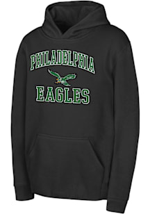 Philadelphia Eagles Youth Black Retro #1 Design Long Sleeve Hoodie