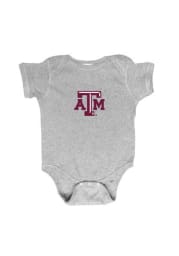 Texas A&M Aggies Baby Grey Embroidered Logo Short Sleeve One Piece