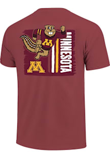 Minnesota Golden Gophers Rough Mascot Stripes Short Sleeve T Shirt - Maroon