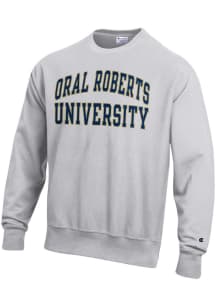Champion Oral Roberts Golden Eagles Mens Grey Arch Name Long Sleeve Crew Sweatshirt
