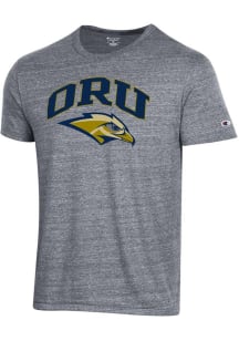 Champion Oral Roberts Golden Eagles Grey Triblend Arch Mascot Short Sleeve T Shirt