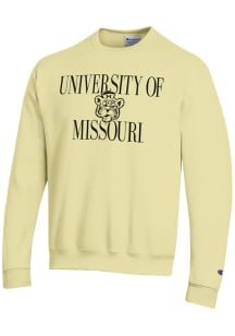 Champion Missouri Tigers Mens Yellow Number One Graphic Long Sleeve Crew Sweatshirt