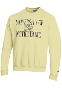 Champion Notre Dame Fighting Irish Mens Yellow Number One Graphic Long Sleeve Crew Sweatshirt