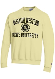 Champion Missouri Western Griffons Mens Yellow Number One Graphic Long Sleeve Crew Sweatshirt