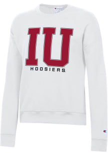 Champion Indiana Hoosiers Womens White Powerblend Crew Sweatshirt