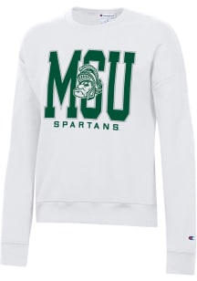 Champion Michigan State Spartans Womens White Powerblend Crew Sweatshirt