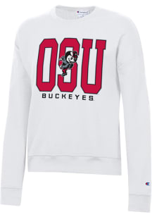 Champion Ohio State Buckeyes Womens White Powerblend Crew Sweatshirt