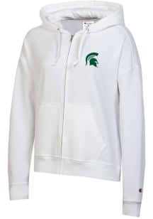 Champion Michigan State Spartans Womens White Powerblend Long Sleeve Full Zip Jacket