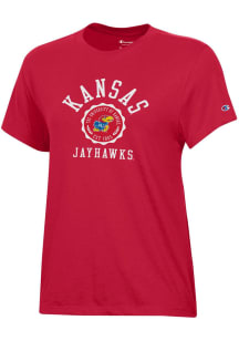 Champion Kansas Jayhawks Womens Red Core Short Sleeve T-Shirt