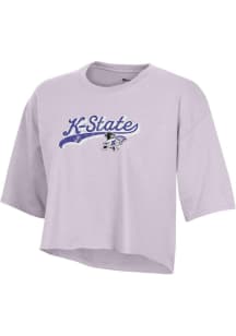 Champion K-State Wildcats Womens Lavender Boyfriend Crop Short Sleeve T-Shirt
