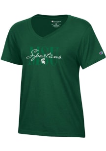 Champion Michigan State Spartans Womens Green Core Short Sleeve T-Shirt