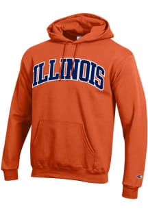 Champion Illinois Fighting Illini Mens Orange Arch Name Twill Long Sleeve Hoodie