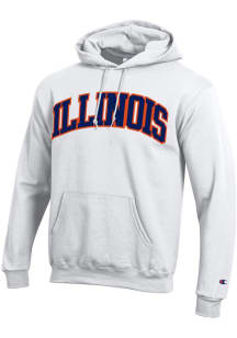 Champion Illinois Fighting Illini Mens White Arch Name Twill Long Sleeve Hoodie