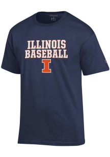 Champion Illinois Fighting Illini Navy Blue Stacked Baseball Short Sleeve T Shirt
