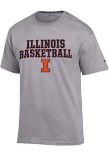 Champion Illinois Fighting Illini Grey Stacked Basketball Short Sleeve T Shirt