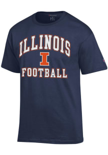 Champion Illinois Fighting Illini Navy Blue Stacked Football Short Sleeve T Shirt