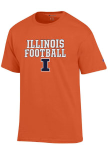 Champion Illinois Fighting Illini Orange Stacked Football Short Sleeve T Shirt