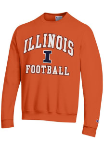 Champion Illinois Fighting Illini Mens Orange Number One Football Long Sleeve Crew Sweatshirt