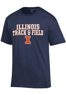 Champion Illinois Fighting Illini Navy Blue Stacked Track and Field Short Sleeve T Shirt