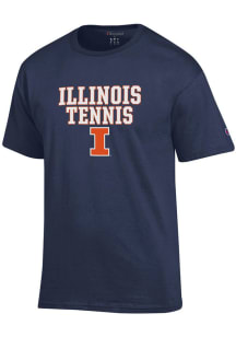 Champion Illinois Fighting Illini Navy Blue Stacked Tennis Short Sleeve T Shirt