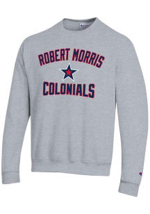 Champion Robert Morris Colonials Mens Grey Number 1 Long Sleeve Crew Sweatshirt