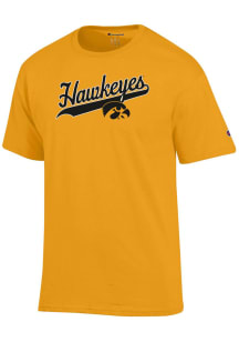 Iowa Hawkeyes Gold Champion Script Logo Short Sleeve T Shirt