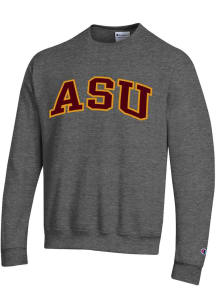 Champion Arizona State Sun Devils Mens Charcoal Arch Twill Long Sleeve Crew Sweatshirt
