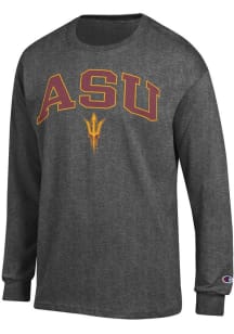 Champion Arizona State Sun Devils Charcoal Arch Mascot Long Sleeve T Shirt