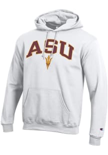 Champion Arizona State Sun Devils Mens White Arch Mascot Long Sleeve Hoodie