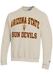 Champion Arizona State Sun Devils Mens Oatmeal Number One Long Sleeve Crew Sweatshirt