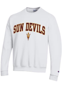 Champion Arizona State Sun Devils Mens White Arch Mascot Long Sleeve Crew Sweatshirt