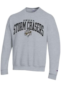 Champion Omaha Storm Chasers Mens Grey Powerblend Long Sleeve Crew Sweatshirt