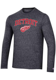 Champion Detroit Red Wings Black Arch Name Long Sleeve Fashion T Shirt
