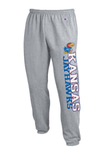 Champion Kansas Jayhawks Mens Grey Closed Bottom Sweatpants