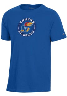 Champion Kansas Jayhawks Youth Blue Circle Mascot Short Sleeve T-Shirt