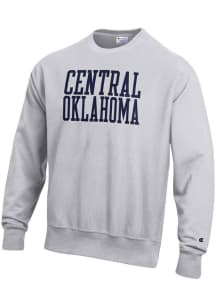 Champion Central Oklahoma Bronchos Mens Grey Reverse Weave Arch Name Long Sleeve Crew Sweatshirt