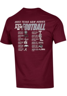 Champion Texas A&amp;M Aggies Maroon 2023 Football Schedule Short Sleeve T Shirt