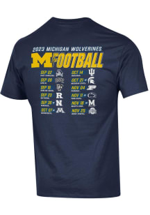 Champion Michigan Wolverines Navy Blue 2023 Football Schedule Short Sleeve T Shirt